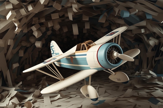 Renderização 3D de um avião de papel