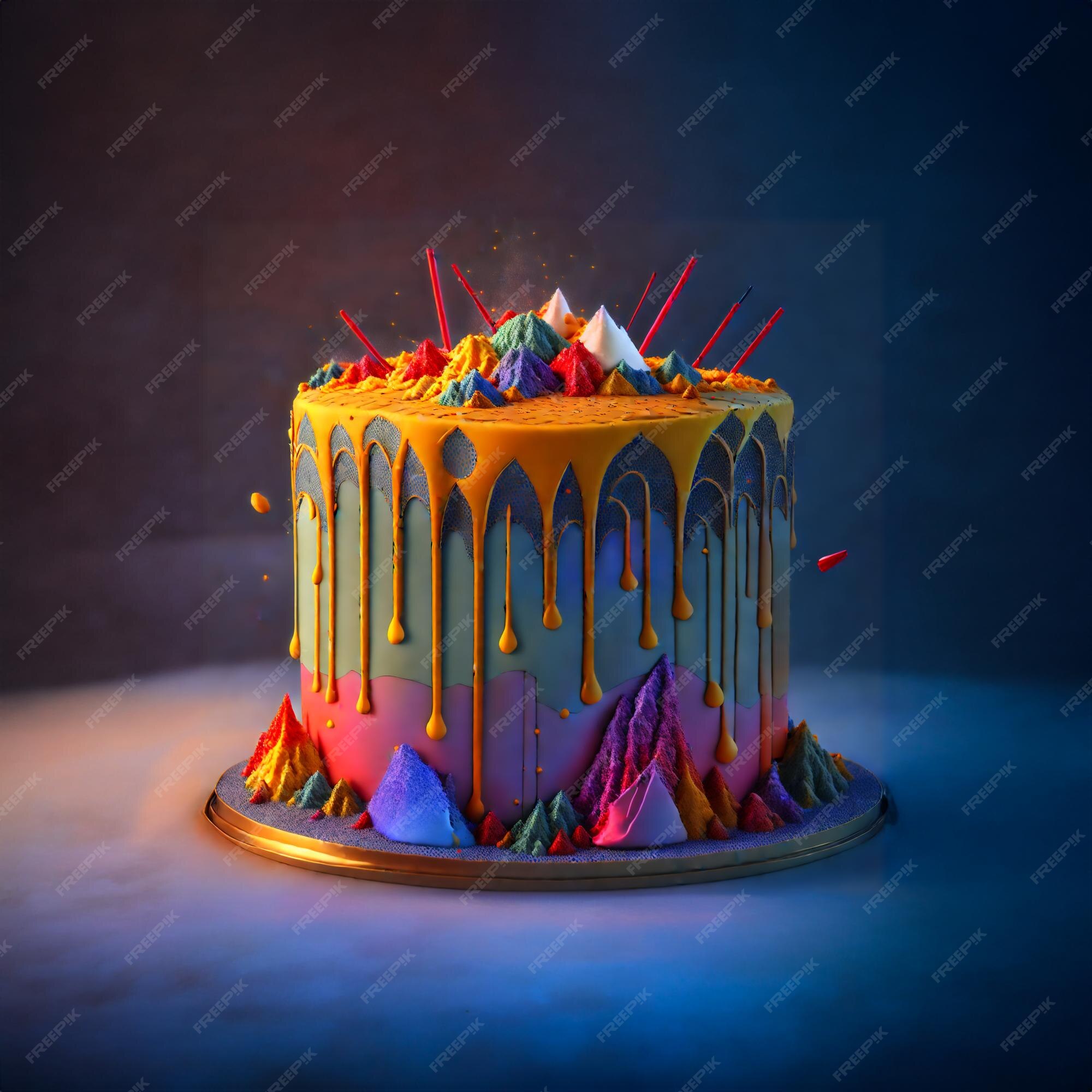 Baixe Bolo de desenho animado com cobertura colorida e granulado PNG -  Creative Fabrica