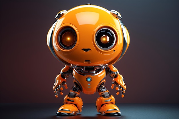 Renderização 3D de um bonito robô laranja