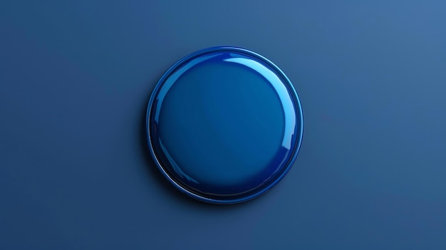 Foto renderização 3d de um botão azul em um fundo azul