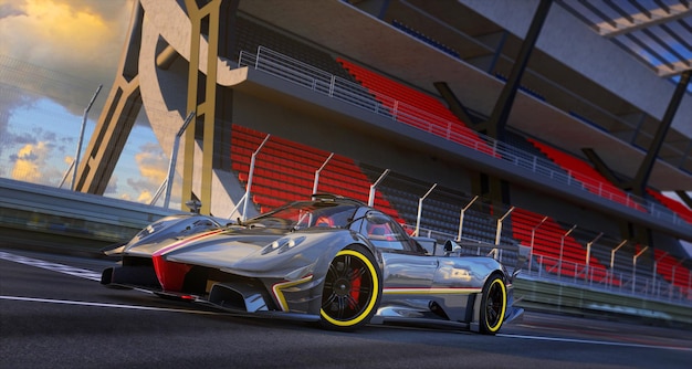Renderização 3D de um conceito de carro genérico sem marca