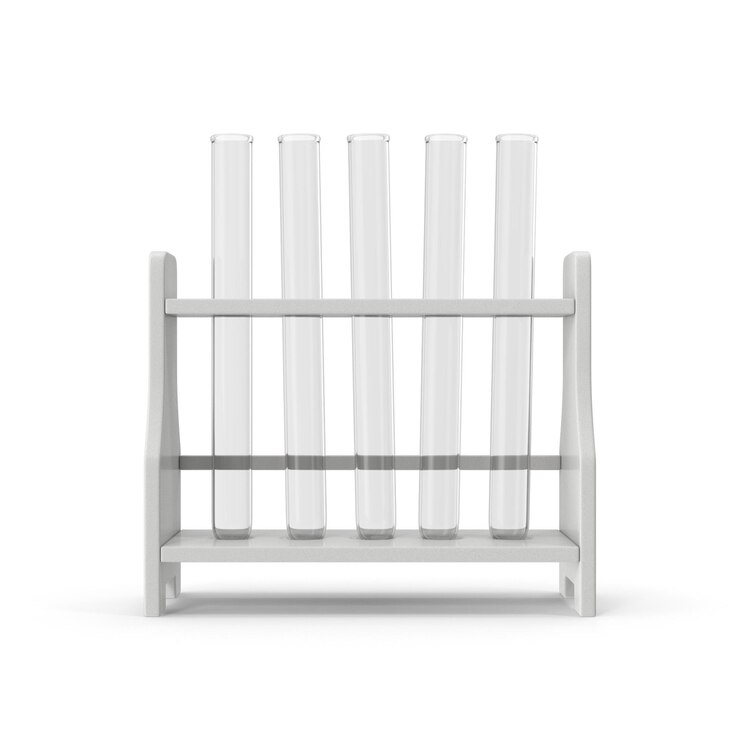 Foto renderização 3d de um conjunto de copos de teste cheios de líquido em um fundo branco química e farmácia