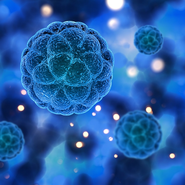 Foto renderização 3d de um contexto médico abstrato com células de vírus