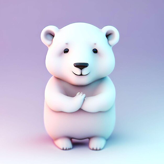 Renderização 3D de um design de produto fofo de urso polar