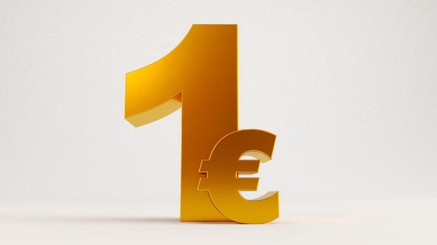 Renderização 3D de um euro isolado em fundo branco 1 euro