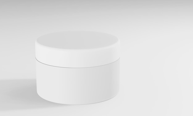 Renderização 3D de um frasco de cosméticos branco em um fundo branco simples