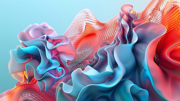 Renderização 3D de um fundo abstrato colorido com um padrão ondulado