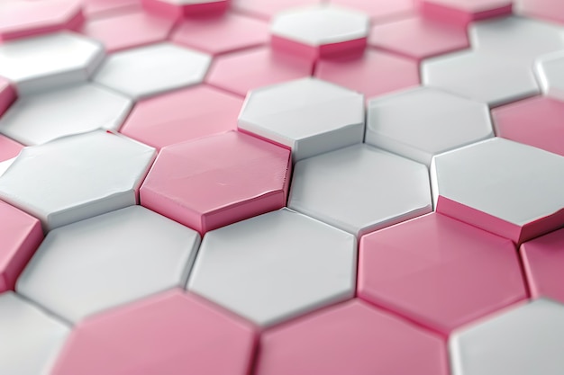 Foto renderização 3d de um fundo tecnológico com hexágonos de extrusão rosa