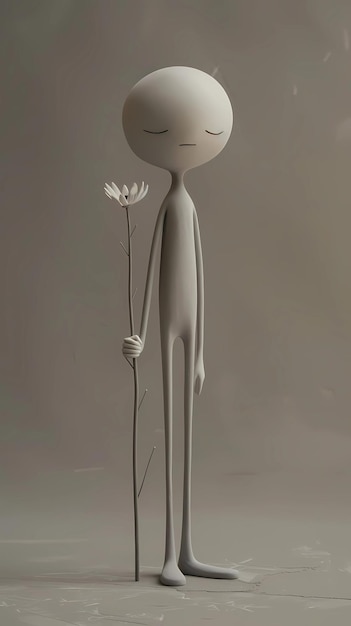 Foto renderização 3d de um homem com uma flor em vez de sua cabeça ilustrações de ia gerativa