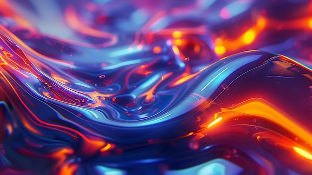 Renderização 3D de um líquido abstrato colorido