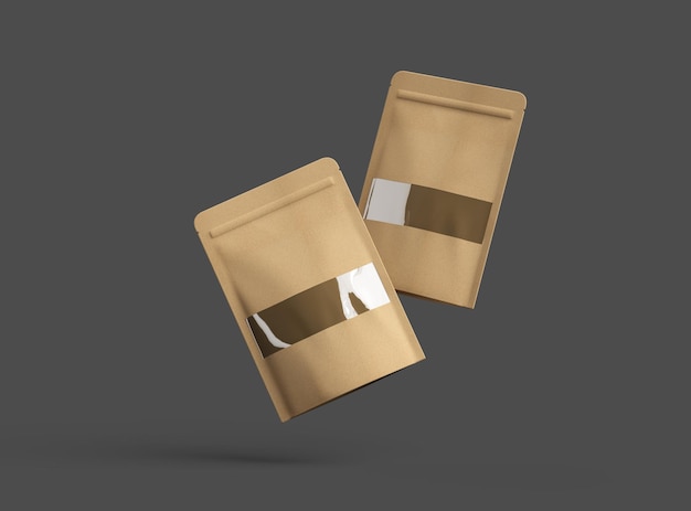Renderização 3D de um pacote de papel genérico com o buraco da janela em um fundo escuro