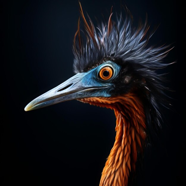 Foto renderização 3d de um pássaro abutre isolado em fundo preto