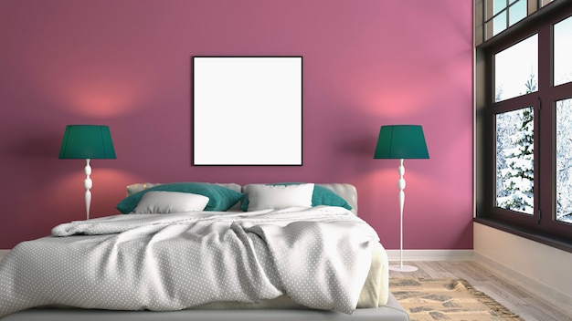 Foto renderização 3d de um quarto moderno