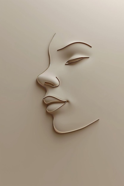 Renderização 3D de um rosto feminino minimalista feito de um único