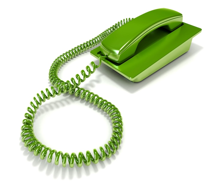 Foto renderização 3d de um telefone verde em forma retangular sem discar números