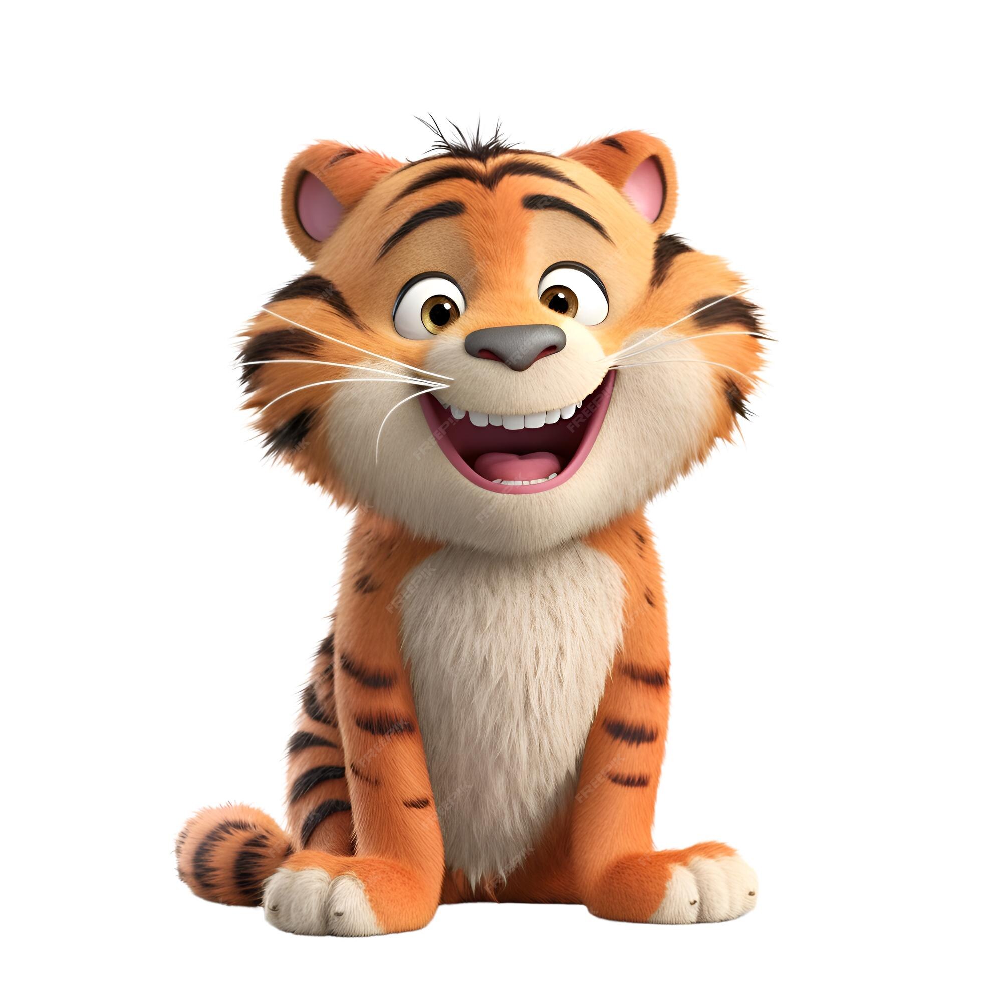 Renderização 3d De Um Grande Tigre De Gato Isolado No Fundo Branco