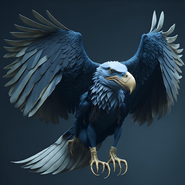 Foto renderização 3d de uma águia careca americana em um fundo escuro