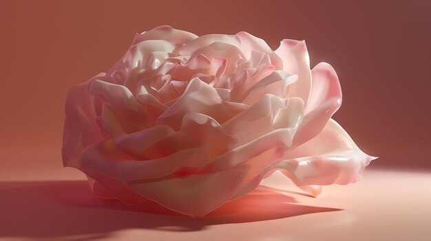 Renderização 3D de uma bela rosa em plena floração As pétalas são macias e aveludadas e as bordas são ligeiramente enroladas
