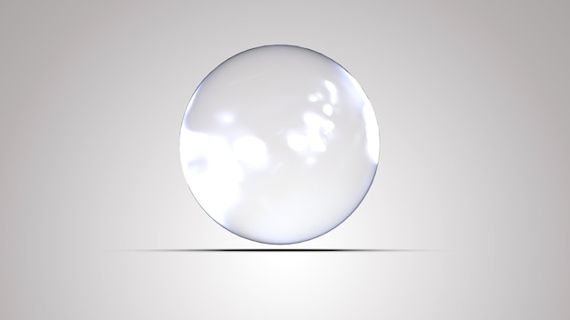 Renderização 3D de uma bola de vidro transparente