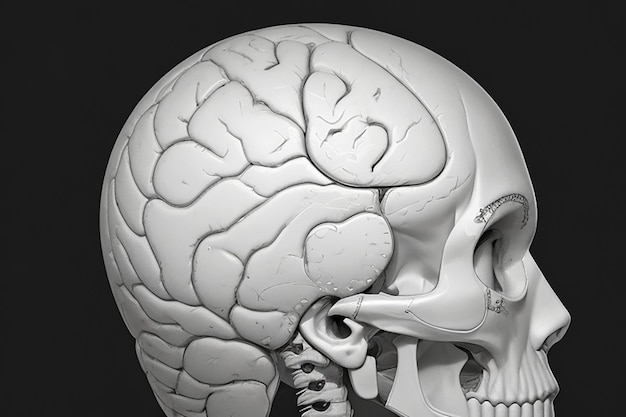Foto renderização 3d de uma cabeça masculina mostrando a complexidade da mente humana conceito do cérebro humano