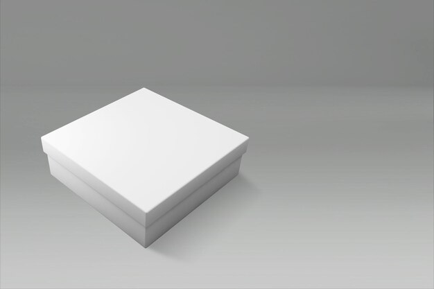 Foto renderização 3d de uma caixa de retângulo branco com uma tampa fechada em fundo cinza adequado para seu elemento de projeto