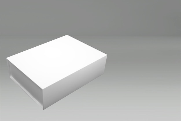 renderização 3D de uma caixa de retângulo branco com uma tampa fechada em fundo cinza adequado para seu elemento de projeto