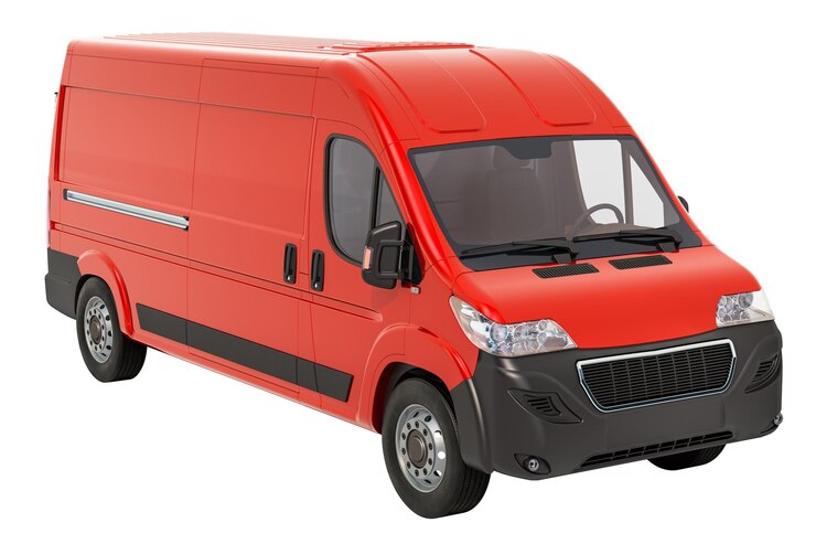 Foto renderização 3d de uma carrinha de entrega comercial