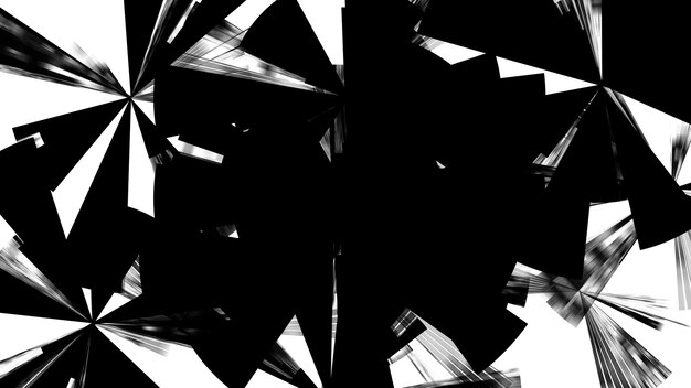 Foto renderização 3d de uma composição futurista abstrata em preto e branco