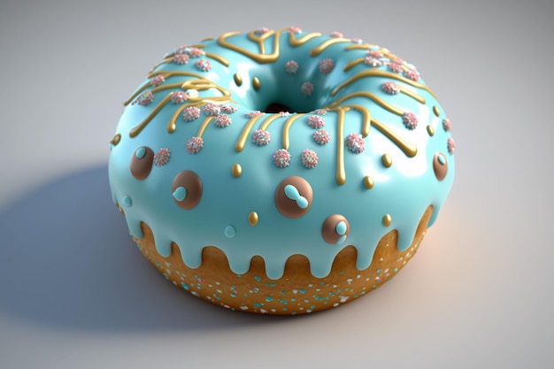 renderização 3D de uma fotografia de rosquinha congelada pegajosa