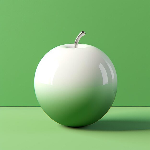 renderização 3D de uma maçã e um vaso em um fundo verde