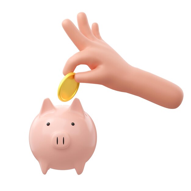 Foto renderização 3d de uma mão recolher dinheiro no coelho