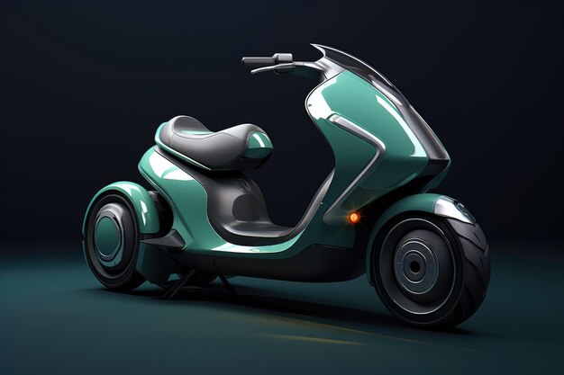 Renderização 3D de uma motocicleta de conceito genérico sem marca em um fundo escuro gerado por Ai