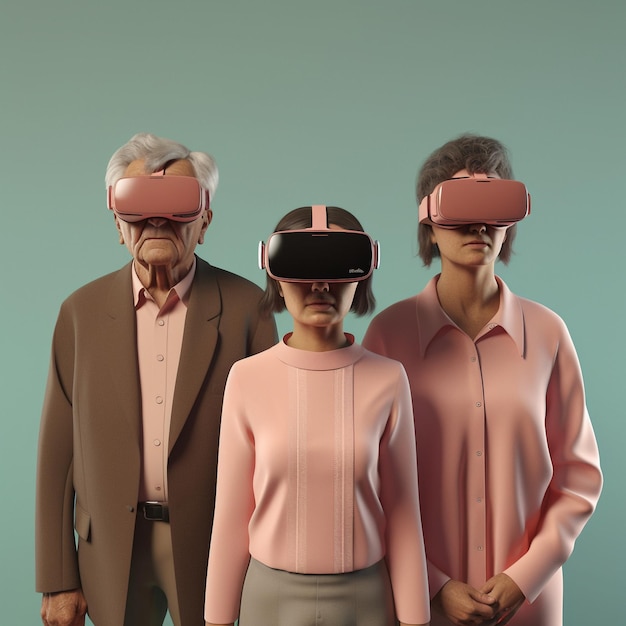 Foto renderização 3d de uma pessoa jogando realidade virtual