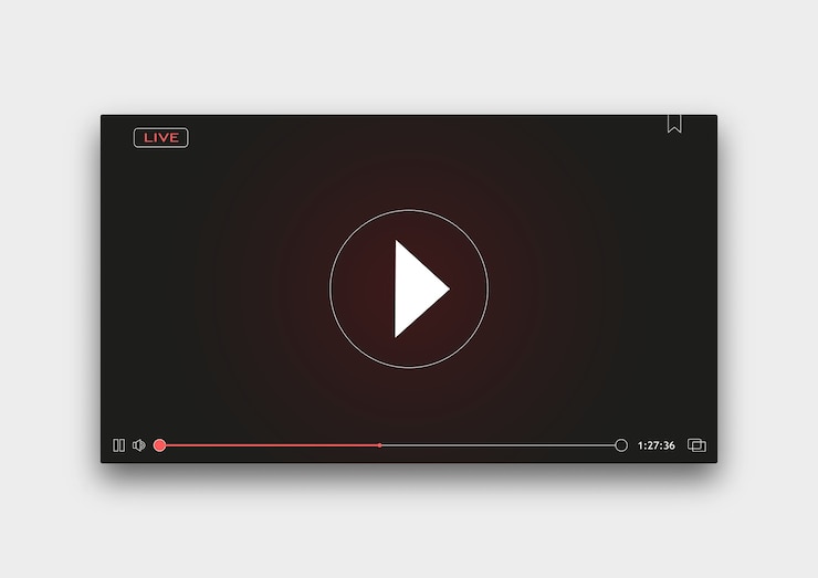 Foto renderização 3d de uma tela de player de vídeo com botões isolados em um fundo branco