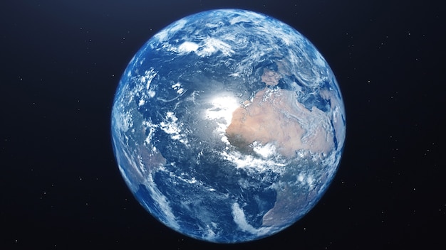 Renderização 3D de uma visão do planeta Terra vista do espaço