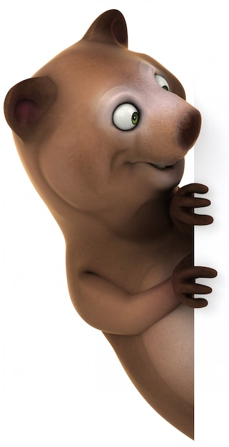 Renderização 3D de urso fofo