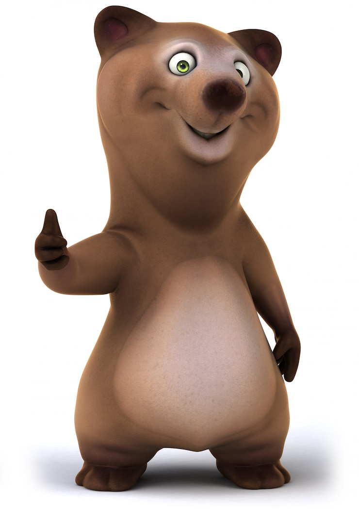 Foto renderização 3d de urso fofo