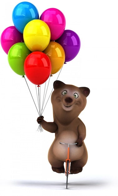 Renderização 3D de urso fofo