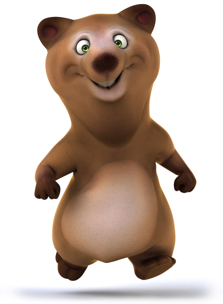 Foto renderização 3d de urso fofo