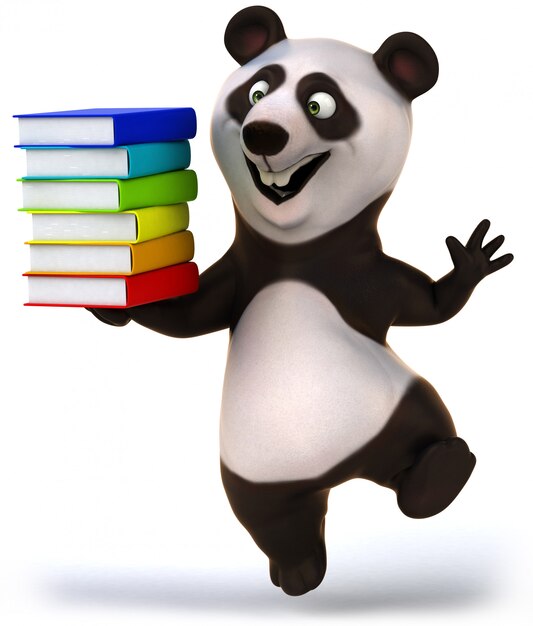 Renderização 3D de urso panda engraçado