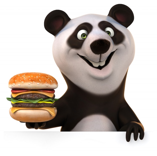 Renderização 3D de urso panda engraçado