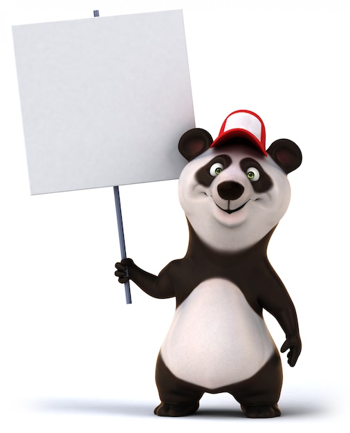 Renderização 3D de urso panda engraçado