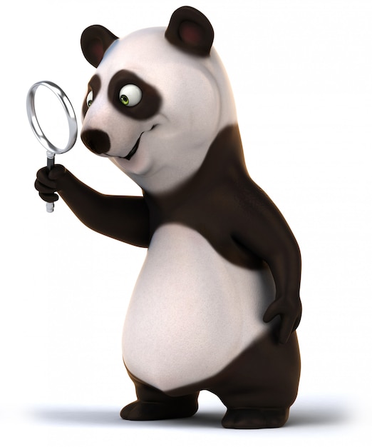 Renderização 3D de urso panda engraçado