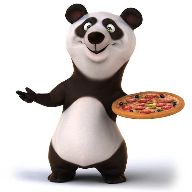 Renderização 3D de urso panda engraçado