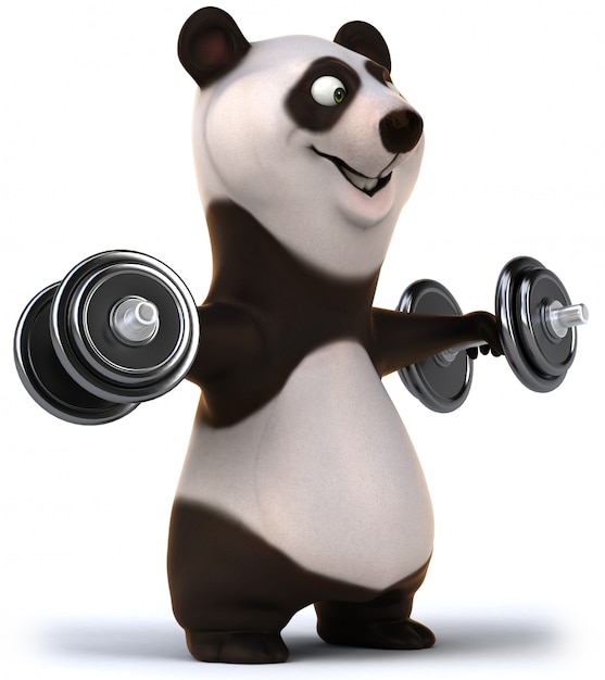 Renderização 3D de urso panda engraçado