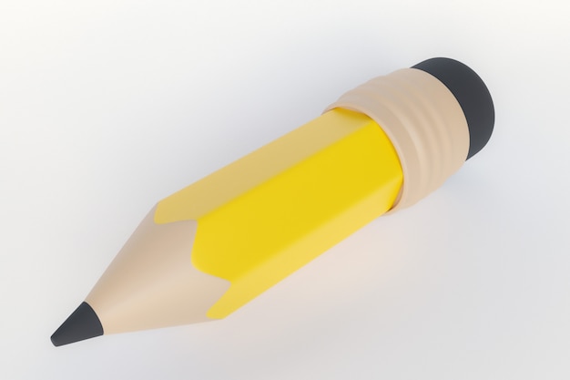 Foto renderização 3d, desenho a lápis amarelo