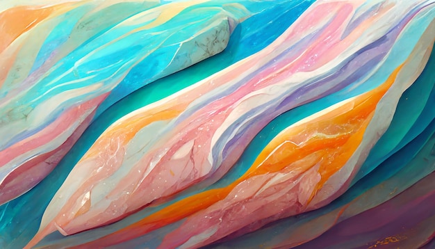 Renderização 3D detalhada polida de fundo de mármore vívido brilhante colorido