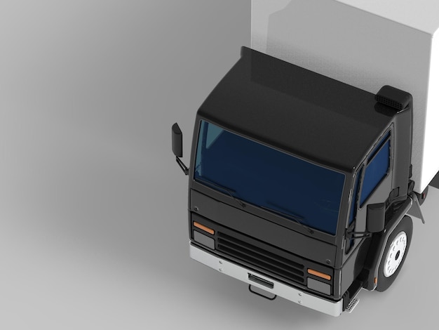Renderização 3D do caminhão de entrega isolada no fundo branco