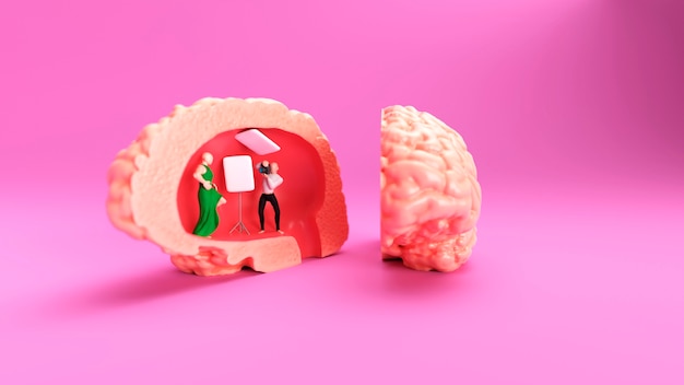 Foto renderização 3d do conceito de cérebro humano