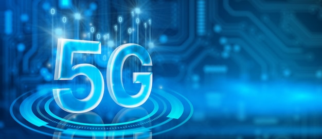 Renderização 3D do conceito de comunicação de rede sem fio 5G